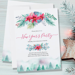 Elegant Winter Forest New Year's Party Invitation