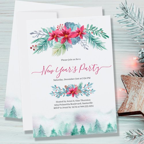 Elegant Winter Forest New Years Party Invitation