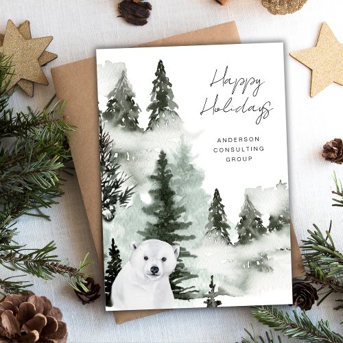 Elegant Winter Forest Peace  Joy Business Holiday Card