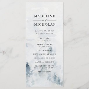 Elegant Winter Forest Wedding Ceremony Program