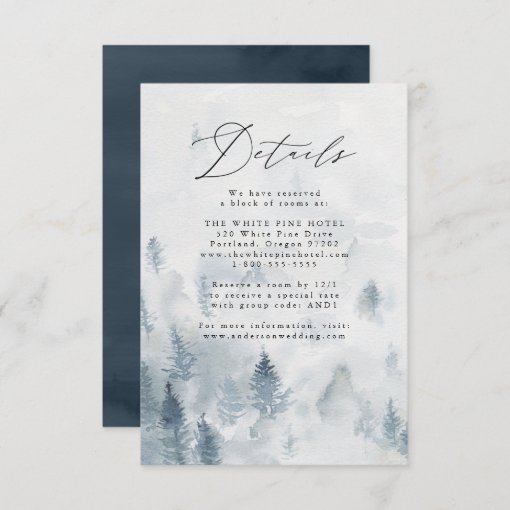 Elegant Winter Forest Wedding Details Enclosure Card | Zazzle