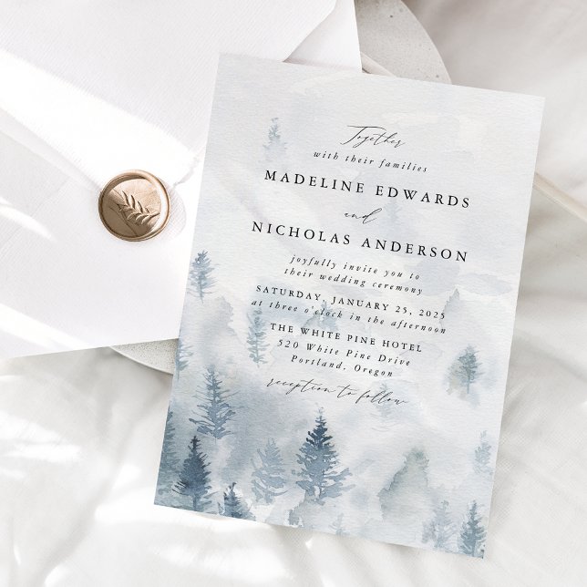 Elegant Winter Forest Wedding Invitation (Creator Uploaded)