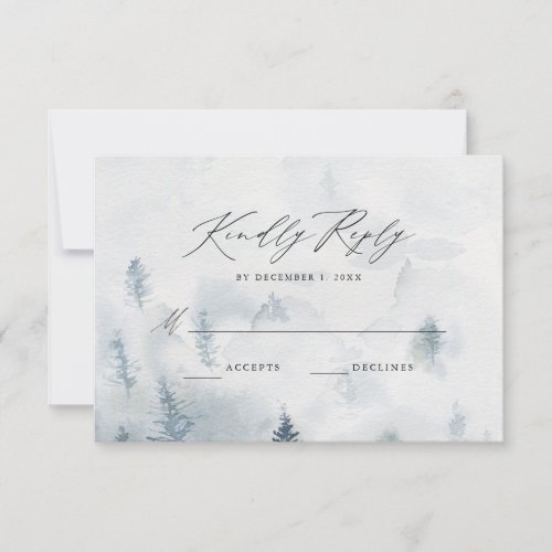Elegant Winter Forest Wedding RSVP Card