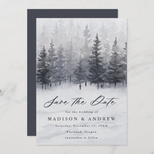 Elegant Winter Forest Wedding Save The Date