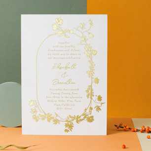 Elegant Winter Frame Wreath Floral Silver Foil Inv Invitation