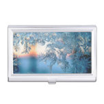 Elegant Winter Frosted Glass Ice Crystals Business Card Case