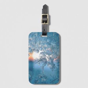Elegant Winter Frosted Glass Ice Crystals Luggage Tag