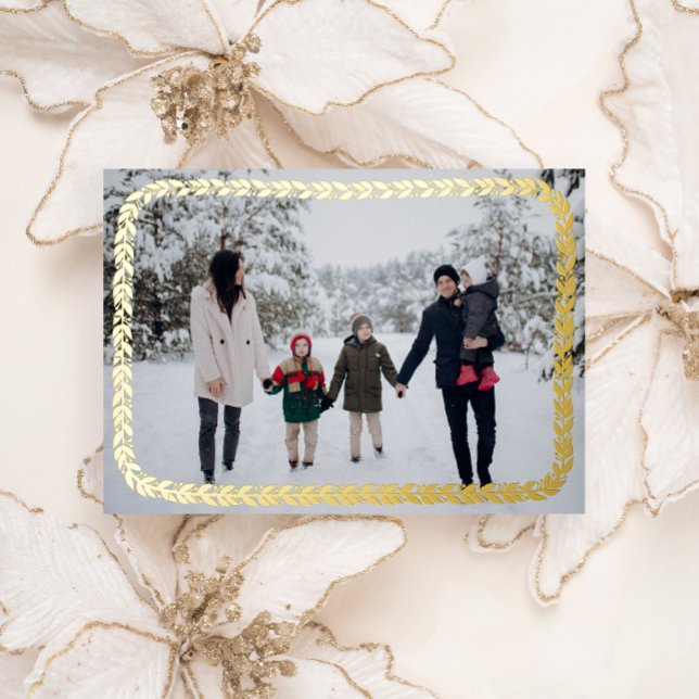 Elegant Winter Garland Photo Foil Holiday Card (Creator Uploaded)
