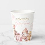 Elegant Winter Girl Baby Shower Paper Cups<br><div class="desc">These cute Pink Christmas Girl Baby Shower paper cups are perfect for adding a fun,  festive vibe to your party! Designed by Cava Party Design</div>