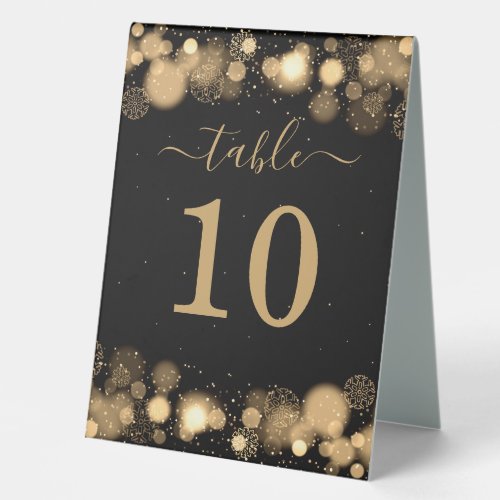 Elegant Winter Glam Christmas Holiday Gold  Table Tent Sign