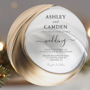 Elegant Winter Gold and Silver Wedding Invitation