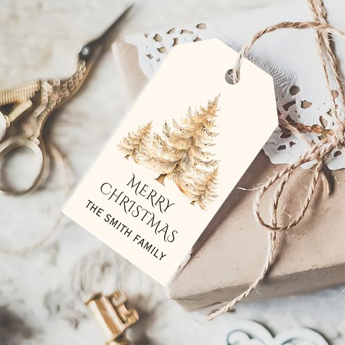 Elegant Winter Gold Christmas Tree Holiday Favor Gift Tags