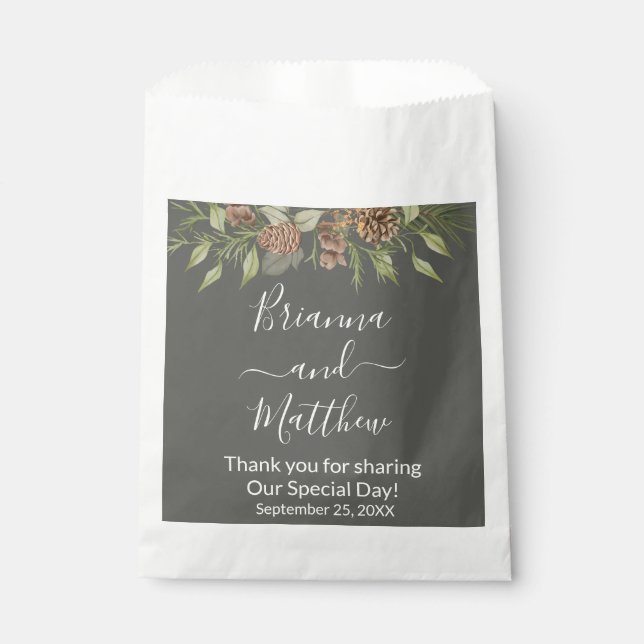 Elegant Winter Gray Wedding Favor Bag (Front)