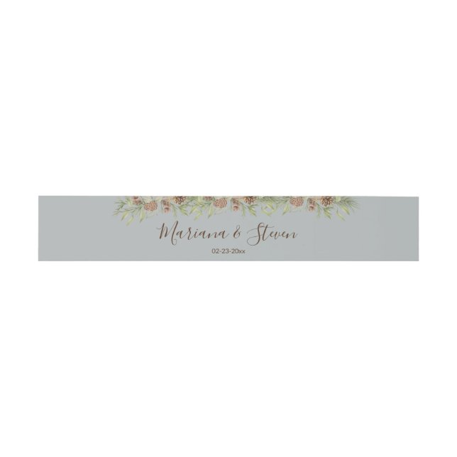 Elegant Winter Gray Wedding Invitation Belly Band (Flat)