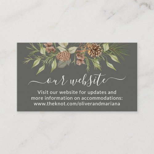 Elegant Winter Gray Wedding Website QR Code Enclosure Card