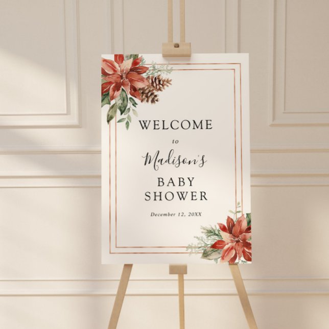 Elegant Winter Greenery Baby Shower Welcome  Foam Board (Creator Uploaded)