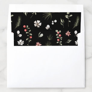 Elegant Winter Greenery Botanical Black Envelope Liner