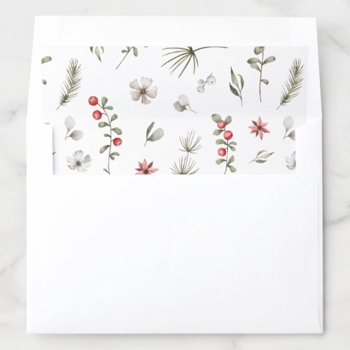 Elegant Winter Greenery Botanical White Envelope Liner