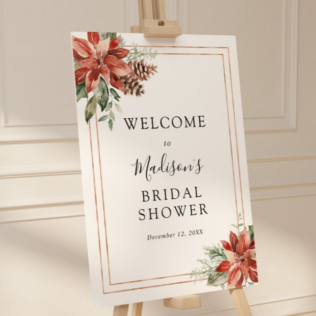Elegant Winter Greenery Bridal Shower Welcome Foam Board (Creator Uploaded)