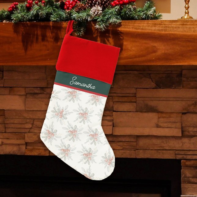 Elegant Winter Greenery Christmas Christmas Stocking (Creator Uploaded)