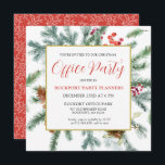 Elegant Winter Greenery Christmas Office Party Invitation<br><div class="desc">This square DIY template features a gold frame decorated with pine branches,  red berries and pine cones. Lots of white space gives it an open and elegant feeling.</div>