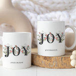 Elegant Winter Greenery JOY Christmas Holiday      Coffee Mug<br><div class="desc">This elegant and festive holiday mug features the word JOY accented by beautiful watercolor greenery and berries over a classic white background. Customize it with your own name or text. This beautiful holiday mug make a fabulous gift for family and friends.</div>