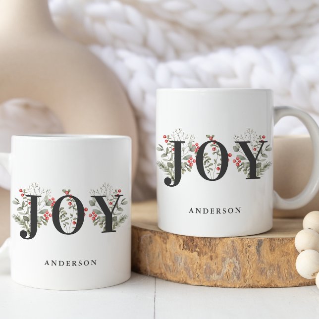 Elegant Winter Greenery JOY Christmas Holiday      Coffee Mug (Creator Uploaded)