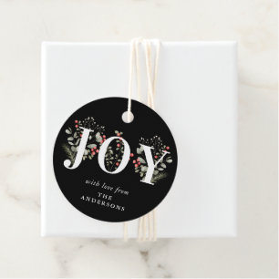 Elegant Winter Greenery JOY Christmas Holiday Gift Favor Tags
