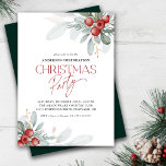 Elegant Winter Greenery Office Christmas Party Invitation<br><div class="desc">Elegant office Christmas party invitation featuring lovely winter greenery and berries. The design is accented with white trendy handwritten style text.</div>