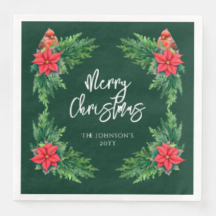 Elegant Winter Greenery Paper Dinner Napkins