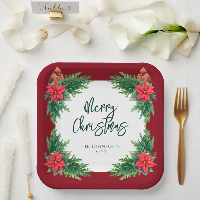 Elegant Winter Greenery Paper Plates (Wedding)