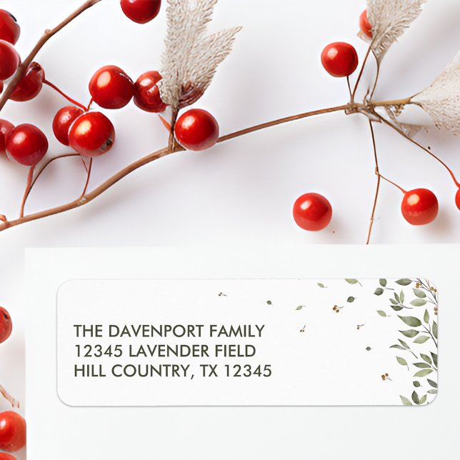 Elegant Winter Greenery Return Address Label (Creator Uploaded)