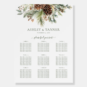Elegant Winter Greenery Wedding Seating Chart Foam Board