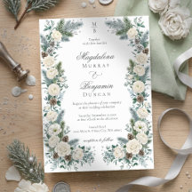 Elegant Winter Greenery White Floral Wedding