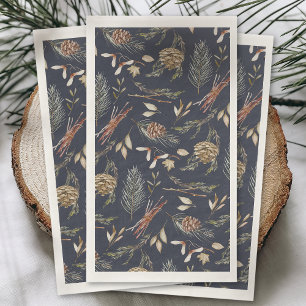 Elegant Winter Guest Towel with Pinecones
