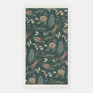 Elegant Winter Guest Towel with Pinecones