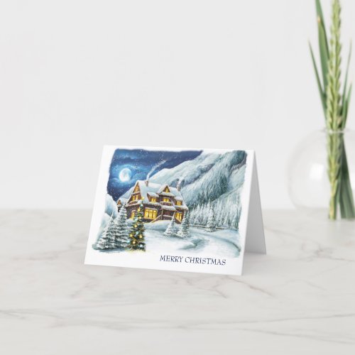 Elegant Winter House Christmas Corporate Greeting Holiday Card