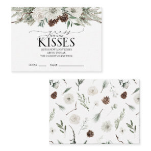 Elegant Winter How Many Kisses Floral Watercolor  Enclosure Card