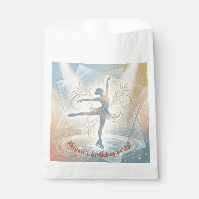 Elegant Winter Ice Skating Birthday  Favor Bag (Front)