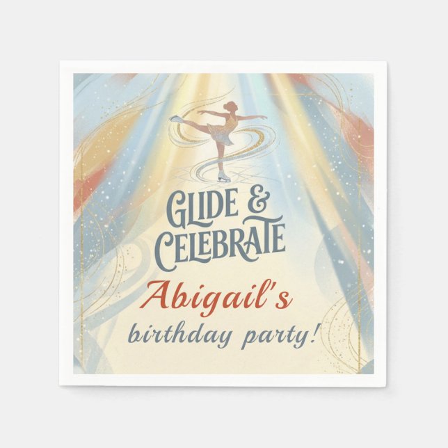Elegant Winter Ice Skating Birthday Invitation  Napkins (Front)