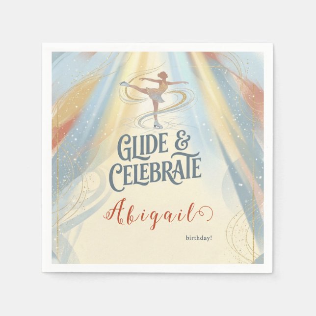Elegant Winter Ice Skating Birthday Invitation  Napkins (Front)
