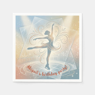 Elegant Winter Ice Skating Birthday  Napkins