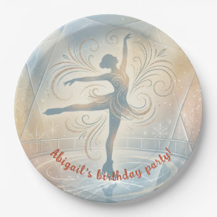 Elegant Winter Ice Skating Birthday Paper Plates