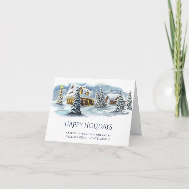 Elegant Winter Land Christmas Corporate Greeting Holiday Card (Front)