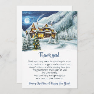 Elegant Winter Land Christmas Corporate Holiday Thank You Card