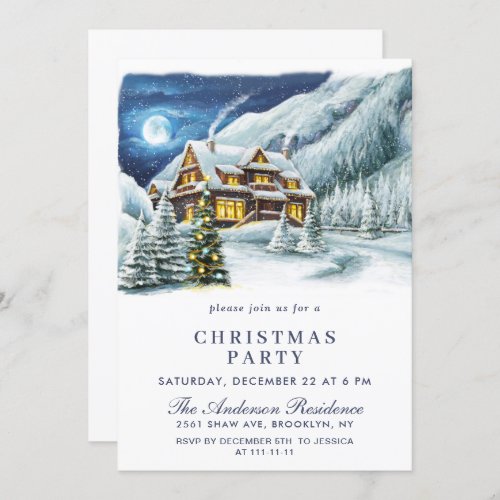 Elegant Winter Landscape Christmas Holiday Party Invitation