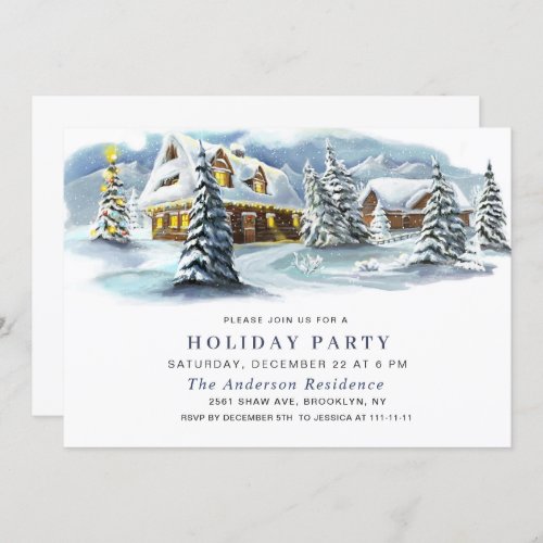 Elegant Winter Landscape Holiday Christmas Party Invitation