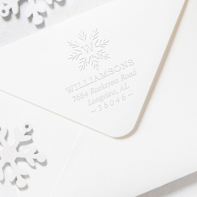 Elegant Winter Monogram Snowflake Family Address Embosser (Creator Uploaded)