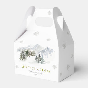Elegant Winter Mountain Christmas Favor Boxes