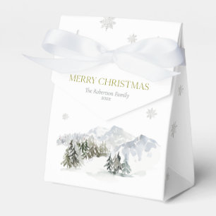 Elegant Winter Mountain Christmas Favor Boxes